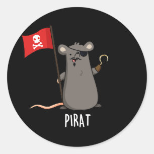 Pirat Funny Pirate Rat Pun Dark BG Runder Aufkleber