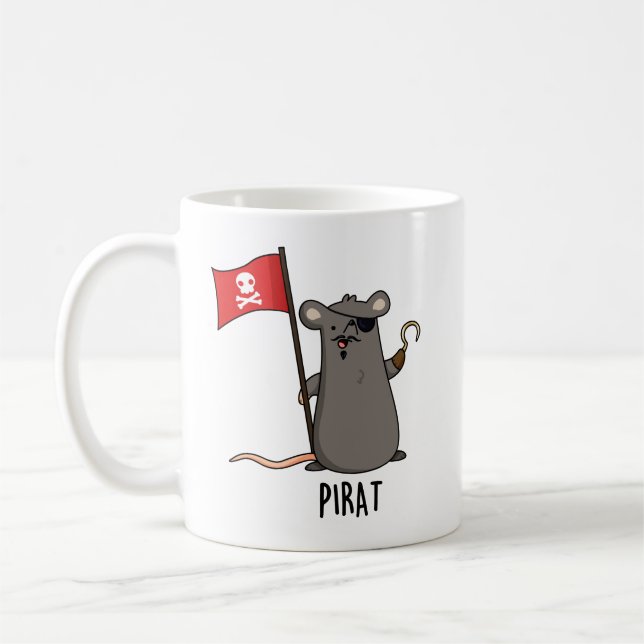 Pirat Funny Pirate Rat Pun Kaffeetasse (Links)