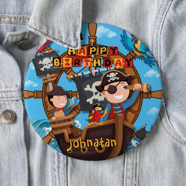 Pirat Geburtstagsfeier Button (Beispiel)