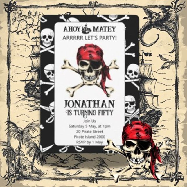 Pirat Geburtstagsparty Aquarell Einladung (We're here to make sure your party is nothing short of spectacular! Party like a pirate,)