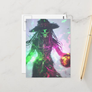 Pirat Hexe Skelett Halloween Postkarte
