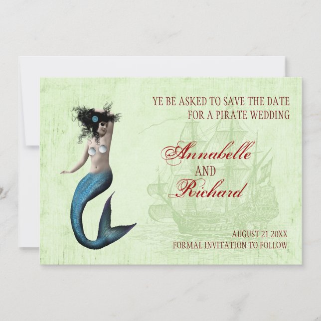 Pirat Hochzeit Termin Karten (Vorderseite)
