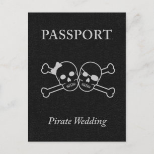 Pirat Hochzeitspass Einladungspostkarte