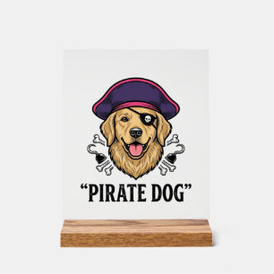 Pirat-Hund Vintage-Stickerei-Shirt-Design_1 Acrylschild
