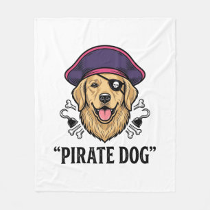 Pirat-Hund Vintage-Stickerei-Shirt-Design_1 Fleecedecke