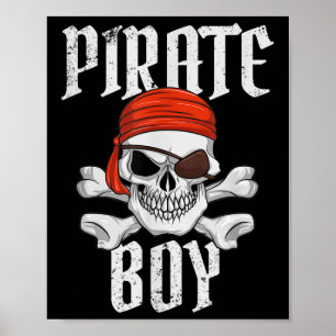 Pirat Jungen Halloween Schädel & Kreuz Pirat Poster