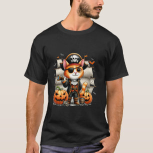 Pirat Katzen Abenteuer Halloween Katze Retro Vinta T-Shirt