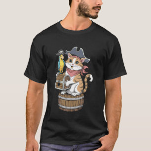 Pirat Katzen Schädel Kreuzknochen Design T-Shirt