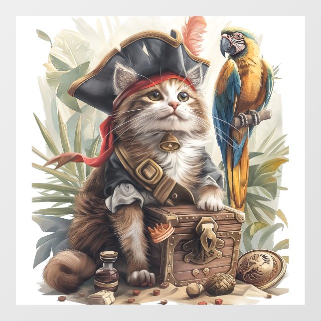Pirat Katzen Schatz Fensteraufkleber (Blatt)