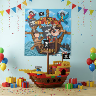 Pirat Kinder Geburtstagsbanner  Wandteppich