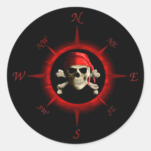 Pirat-Kompassrose Runder Aufkleber