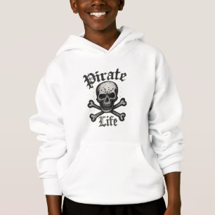 Pirat Leben Totenkopf & Kreuzknochen Grunge-Design Hoodie
