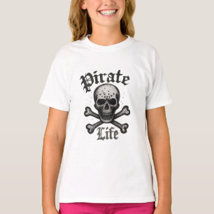 Pirat Leben Totenkopf & Kreuzknochen Grunge-Design T-Shirt
