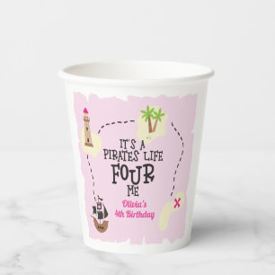 Pirat Leben Vier mir Rosa Geburtstag Pappbecher