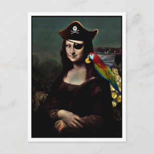 Pirat Mona Lisa mit Augenklappe Postkarte