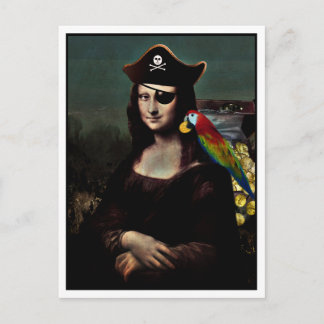 Pirat Mona Lisa mit Augenklappe Postkarte
