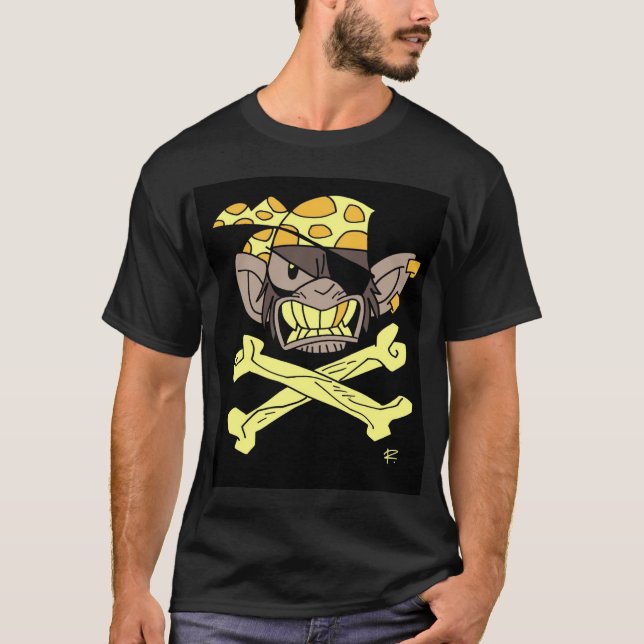 Pirat Monkeys Flaggen-Gelb T-Shirt (Vorderseite)