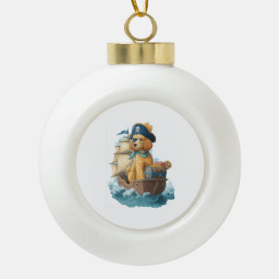Pirat Pudel � Lustiger Sehund Keramik Kugel-Ornament