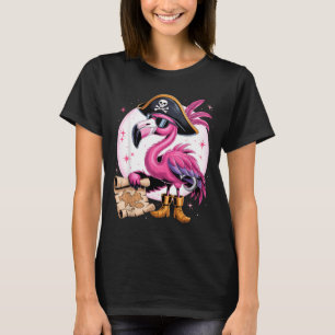 Pirat Rosa Flamingo Lustiger Halloween-Party-Kostü T-Shirt