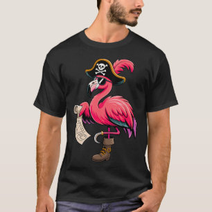 Pirat Rosa Flamingo Lustiger Halloween-Party-Kostü T-Shirt