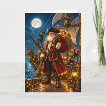 Pirat-Santa's mondhelle Reise Weihnachtskarte