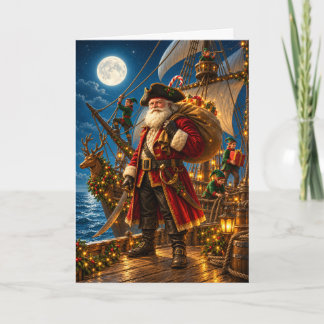 Pirat-Santa's mondhelle Reise Weihnachtskarte Feiertagskarte
