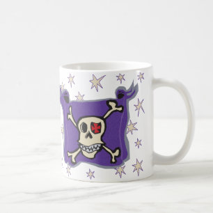 Pirat: Schädel-und Kreuz-Knochen-Flagge mit Kaffeetasse