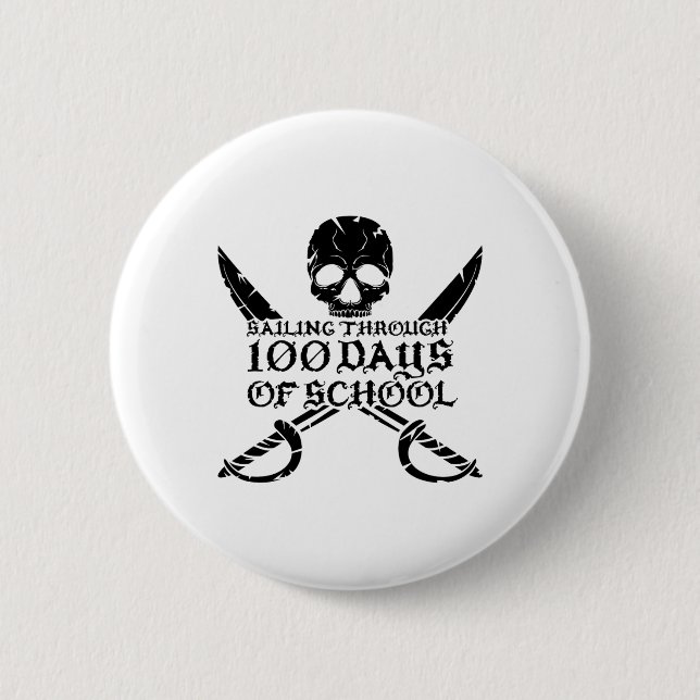 Pirat segelt durch 100 Tage Schuljungen  Button (Vorderseite)