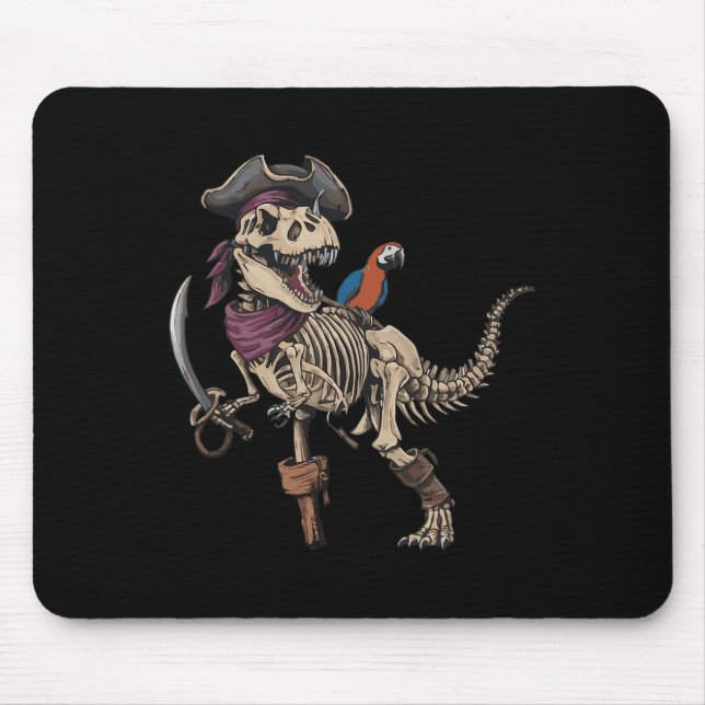 Pirat Skelett Dinosaurier T Rex lustiger Tyrannosa Mousepad (Vorne)