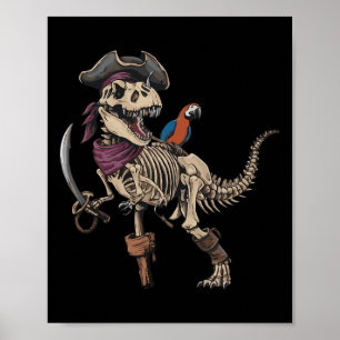 Pirat Skelett Dinosaurier T Rex Lustiger Tyrannosa Poster