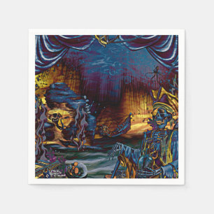 Pirat Skelett Schatz unter dem Meer Comic-Kunst Serviette