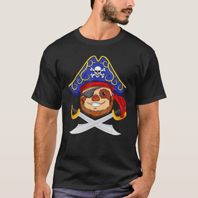 Pirat Sloth Jolly Roger Halloween Costume Day Boy T-Shirt (Vorderseite)