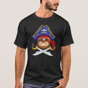 Pirat Sloth Jolly Roger Halloween Costume Day Boy T-Shirt