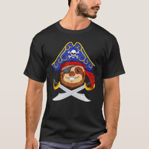 Pirat Sloth Jolly Roger Halloween Costume Day Boy T-Shirt