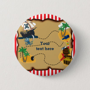 Pirat Treasure Map Birthday Party Pin BUTTON