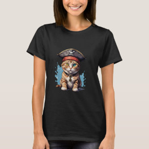 Pirat und Katze Der feline Freibeuter T-Shirt