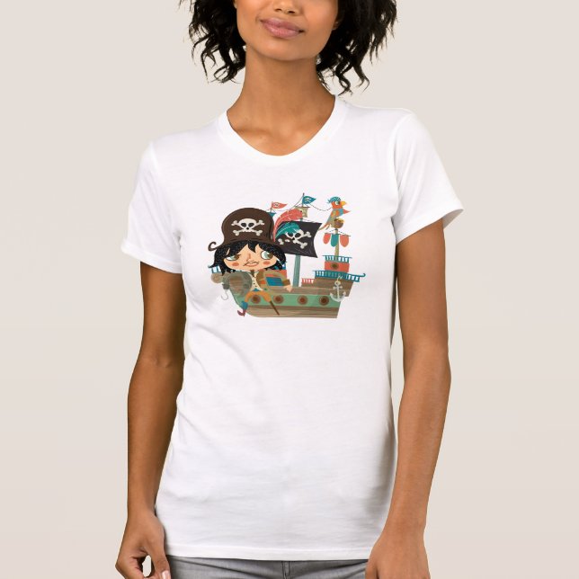 Pirat und Piratenschiff T-Shirt (Vorderseite)