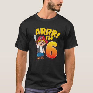Pirate 6 Jahre Alte Kinder 6. Geburtstagsparty Jun T-Shirt