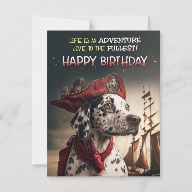 Pirate Adventure Dalmatiner Birthday Card Feiertagskarte (Vorderseite)