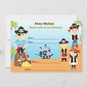 Pirate Ahoy Kumpels Geburtstagsfeier Einladung Jun