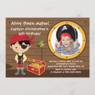Pirate Ahoy Mates Boy Foto Geburtstagsparty Einladung