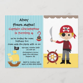 Pirate Ahoy Mates Geburtstagsparty Einladung Boy