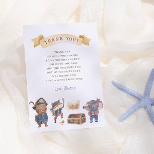 Pirate Animals Boy Birthday Party Dankeskarte