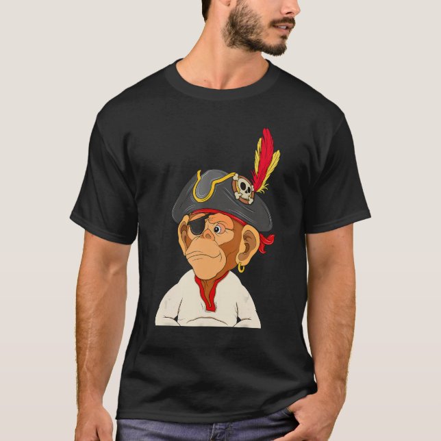 Pirate Ape Nft Themed Captain Monkey T-Shirt (Vorderseite)