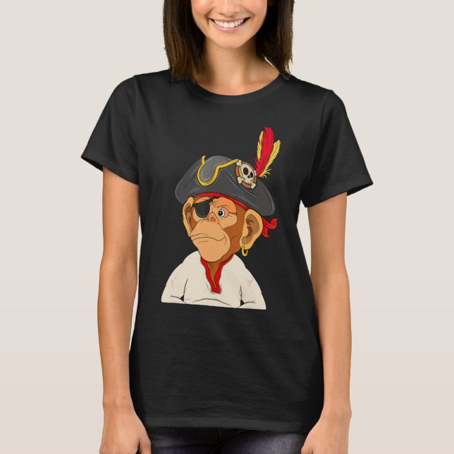 Pirate Ape Nft Themed Captain Monkey T-Shirt (Vorderseite)