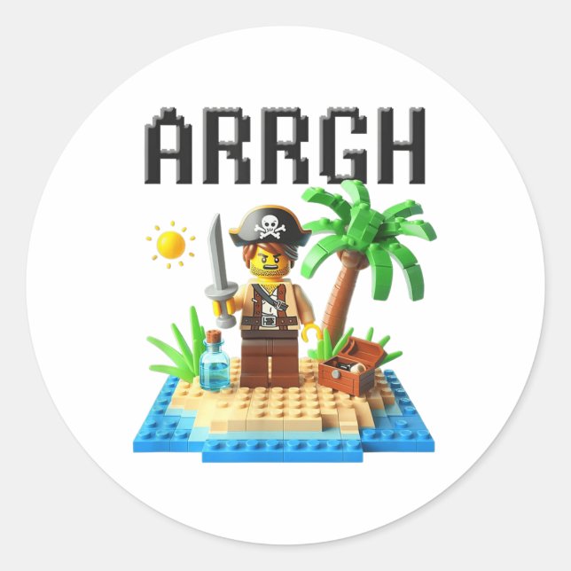 Pirate Argh Gebäude Blocks Bricks Master Builder Runder Aufkleber (Vorderseite)