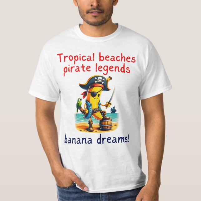 Pirate Banana Adventure Vibe on Tropical Beach T-Shirt (Vorderseite)