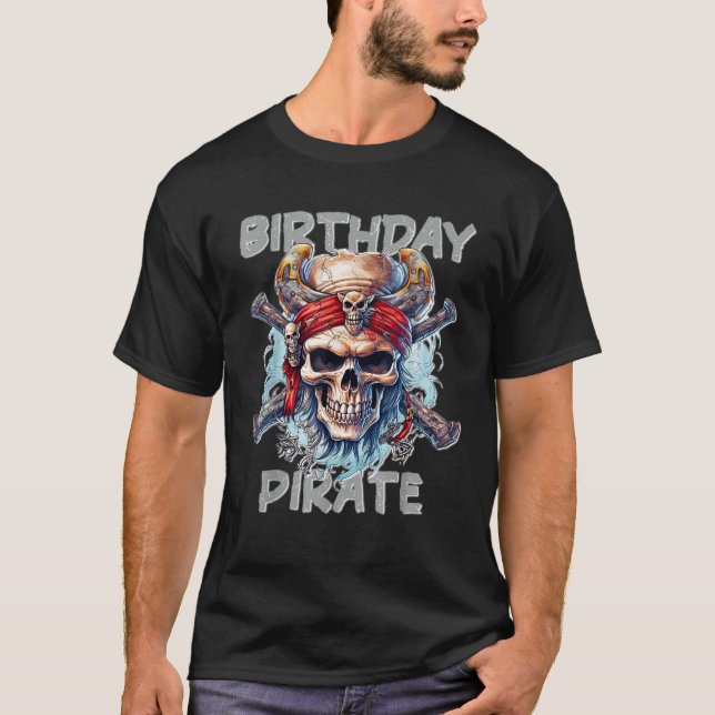 Pirate Birthday Adult Kids Skull Crossbones Birthd T-Shirt (Vorderseite)