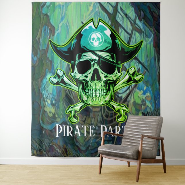 Pirate Birthday Bash Hintergrund Wandteppich (Beispiel)