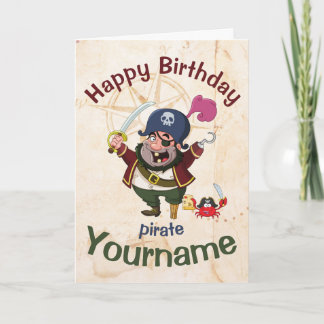 Pirate Birthday Bright Frohe Cartoon Karte
